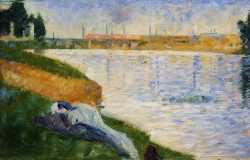 Bathing At Asnieres - Clothing On The Grass