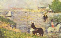 Bathing At Asnieres - Horses In The Water