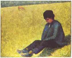 Girl Seated On The Lawn By Seurat