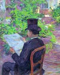 Desire Dehau Reading A Newspaper In The Garden