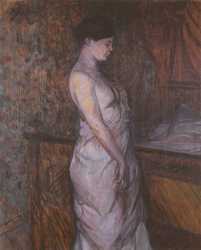 Madame Poupoule In A Chemise Standing By A Bed