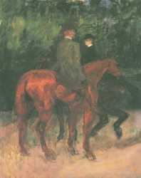 Man And Woman Riding Through The Woods