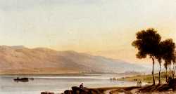 Figures And Sheep On The Shore Of Lake Geneva