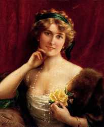 An Elegant Lady With A Yellow Rose