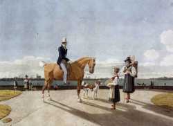 Gentleman On Horseback And Country Girl On The Banks Of The Isar Near Munich