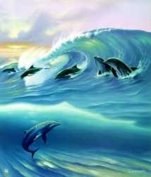 Painted Worlds Surfin Dolphins