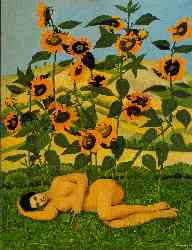 Woman With Sun-Flowers