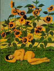 Woman With Sun-Flowers