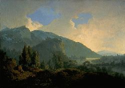 An Italian Landscape With Mountains And A River