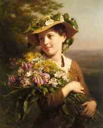 A Young Beauty Holding A Bouquet Of Flowers