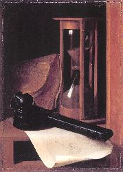 Still Life With Hourglass, Pencase and Print