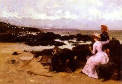 Femme Et Enfants Sur La Plage