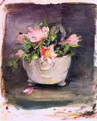 Wild Roses In An Antique Chinese Bowl