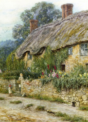 A Mother And Child Entering A Cottage